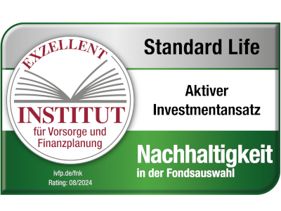 <p>Standard Life wurde beim Fondspolicen-Nachhaltigkeits-Rating 2024 des IVFP mit einem „Exzellent“ ausgezeichnet. Grundlage des Ratings sind private und fondsgebundene Rentenversicherungen und deren Fondssortiment. Das IVFP hat zahlreiche Tarife von renommierten Anbietern untersucht.</p>